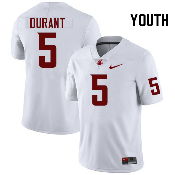 Youth #5 Tyson Durant Washington State Cougars College Football Jerseys Stitched-White